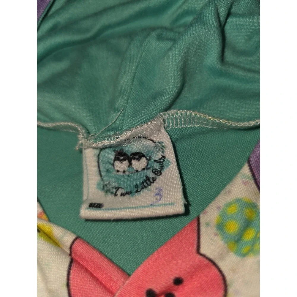 Two little owls boutique spring Easter peeps bunny hood top‎ size 3 leggings 2t